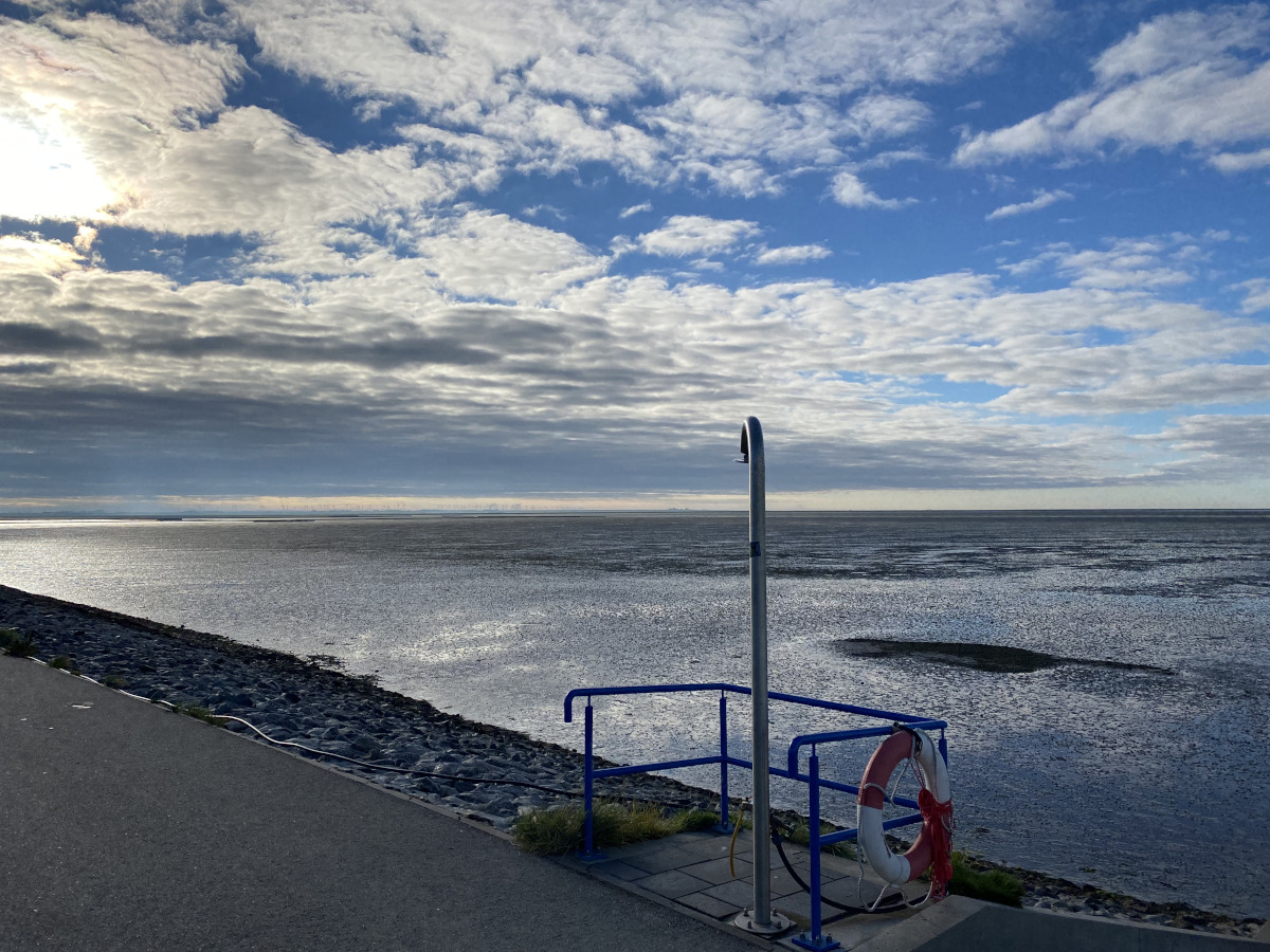 douche et bouée de sauvetage dans un paysage de plage